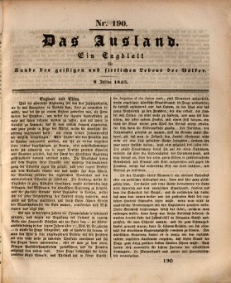 Das Ausland Mittwoch 8. Juli 1840