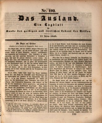 Das Ausland Samstag 11. Juli 1840