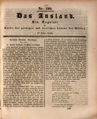 Das Ausland Freitag 17. Juli 1840