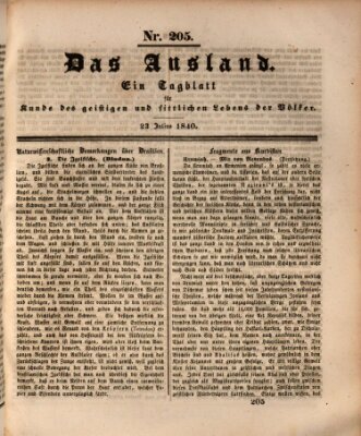 Das Ausland Donnerstag 23. Juli 1840