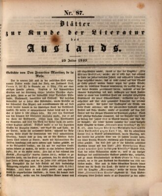 Das Ausland Mittwoch 29. Juli 1840