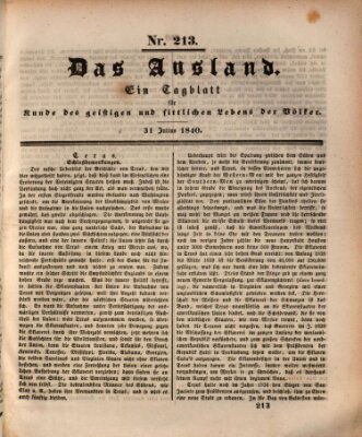 Das Ausland Freitag 31. Juli 1840