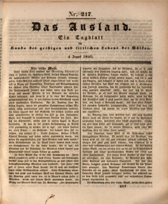 Das Ausland Dienstag 4. August 1840