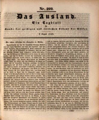 Das Ausland Sonntag 9. August 1840