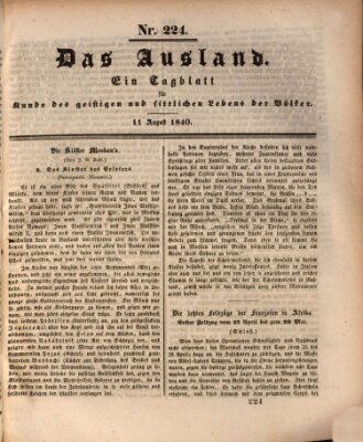 Das Ausland Dienstag 11. August 1840