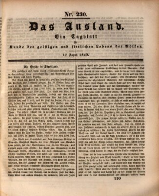 Das Ausland Montag 17. August 1840