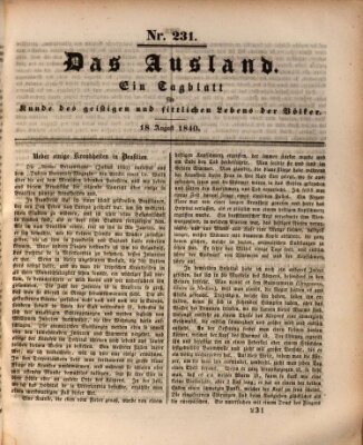 Das Ausland Dienstag 18. August 1840