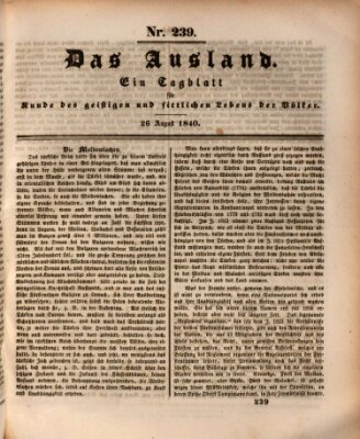 Das Ausland Mittwoch 26. August 1840