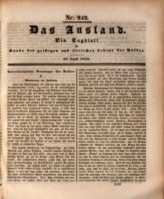 Das Ausland Samstag 29. August 1840