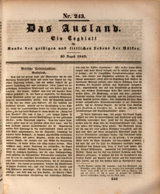 Das Ausland Sonntag 30. August 1840