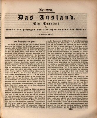 Das Ausland Freitag 2. Oktober 1840