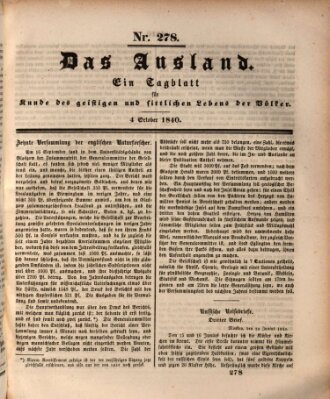 Das Ausland Sonntag 4. Oktober 1840