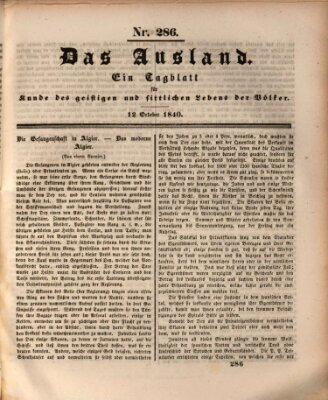 Das Ausland Montag 12. Oktober 1840