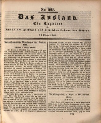 Das Ausland Dienstag 13. Oktober 1840