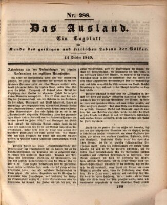 Das Ausland Mittwoch 14. Oktober 1840