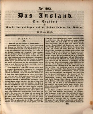 Das Ausland Montag 19. Oktober 1840