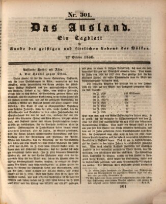 Das Ausland Dienstag 27. Oktober 1840