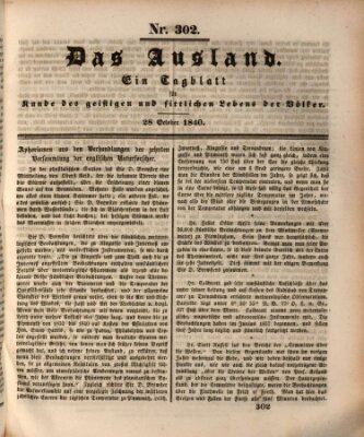 Das Ausland Mittwoch 28. Oktober 1840