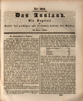 Das Ausland Donnerstag 29. Oktober 1840