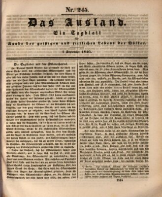 Das Ausland Dienstag 1. September 1840