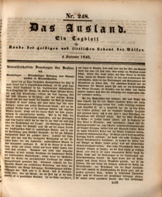 Das Ausland Freitag 4. September 1840