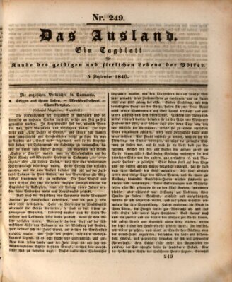 Das Ausland Samstag 5. September 1840