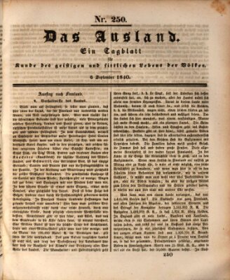 Das Ausland Sonntag 6. September 1840