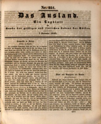 Das Ausland Montag 7. September 1840