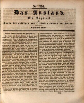 Das Ausland Dienstag 8. September 1840