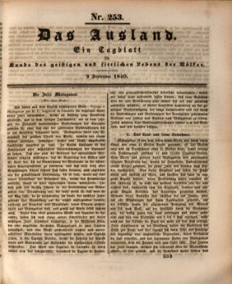 Das Ausland Mittwoch 9. September 1840