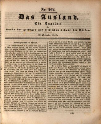 Das Ausland Sonntag 20. September 1840