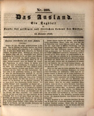 Das Ausland Donnerstag 24. September 1840