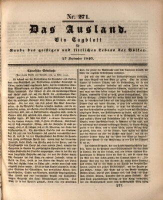 Das Ausland Sonntag 27. September 1840