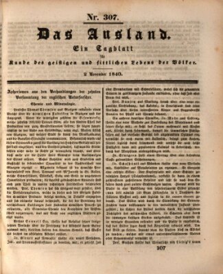 Das Ausland Montag 2. November 1840