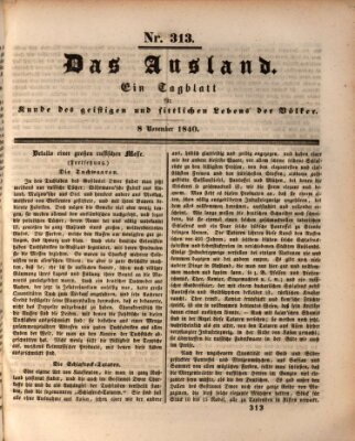 Das Ausland Sonntag 8. November 1840