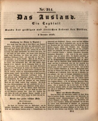 Das Ausland Montag 9. November 1840