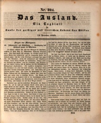 Das Ausland Donnerstag 19. November 1840