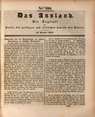 Das Ausland Samstag 28. November 1840