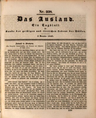 Das Ausland Donnerstag 3. Dezember 1840