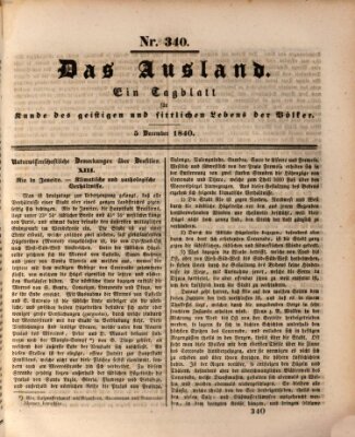 Das Ausland Samstag 5. Dezember 1840