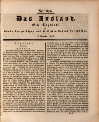 Das Ausland Donnerstag 10. Dezember 1840