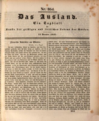 Das Ausland Samstag 19. Dezember 1840