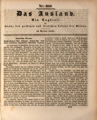 Das Ausland Mittwoch 23. Dezember 1840