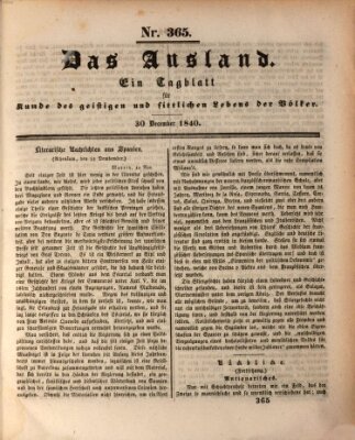 Das Ausland Mittwoch 30. Dezember 1840