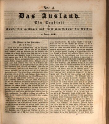 Das Ausland Montag 4. Januar 1841