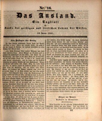 Das Ausland Samstag 16. Januar 1841