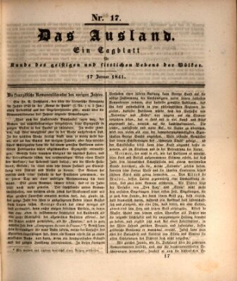 Das Ausland Sonntag 17. Januar 1841