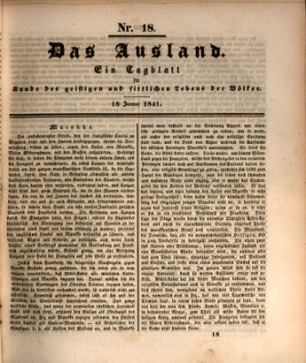 Das Ausland Montag 18. Januar 1841