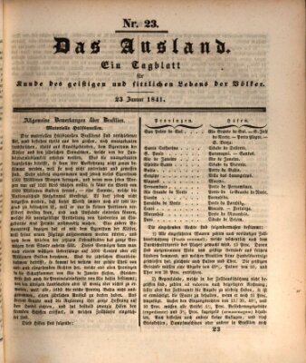 Das Ausland Samstag 23. Januar 1841