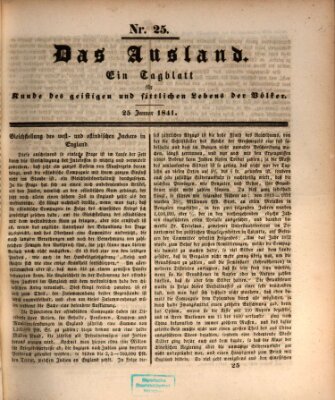 Das Ausland Montag 25. Januar 1841